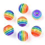 Transparent Stripe Resin Beads, Round, Colorful, 8mm, Hole: 1.8~2mm, 1000pc/Set