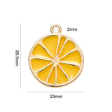 Alloy Pendants, with Epoxy Resin, Cadmium Free & Lead Free, Lemon, Golden, Gold, 26.5x23x1.6mm, Hole: 2mm, 10pc/Set