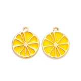 Alloy Pendants, with Epoxy Resin, Cadmium Free & Lead Free, Lemon, Golden, Gold, 26.5x23x1.6mm, Hole: 2mm, 10pc/Set