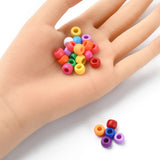 Resin European Beads, Large Hole Barrel Beads, Mixed Color, 8x5~6mm, Hole: 4mm, 100pc/Set