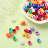 Resin European Beads, Large Hole Barrel Beads, Mixed Color, 8x5~6mm, Hole: 4mm, 100pc/Set