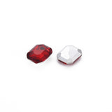 Pointed Back Glass Rhinestone Cabochons, Faceted, Rectangle Octagon, Light Siam, 10x8x3.5mm, 50pc/Set