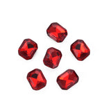 Pointed Back Glass Rhinestone Cabochons, Faceted, Rectangle Octagon, Light Siam, 10x8x3.5mm, 50pc/Set