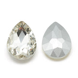 Pointed Back Glass Rhinestone Cabochons, Back Plated, Faceted, teardrop, Crystal, 10x7x4mm, 50pc/Set