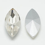 Pointed Back Glass Rhinestone Cabochons, Back Plated, Faceted, Horse Eye, Crystal, 8x4x2mm, 50pc/Set