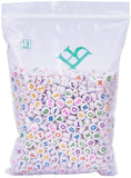 Initial Acrylic Beads, Mixed Letters, Flat Round, White, 7x4mm, Hole: 1.3mm, about 1000pcs/bag