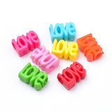 Opaque Acrylic European Beads, Large Hole, Word Love, Mixed Color, 16.5x11.5x7mm, Hole: 5mm, about 600pcs/500g