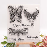 Silicone Stamps, for DIY Scrapbooking, Photo Album Decorative, Cards Making, Stamp Sheets, Butterfly Pattern, 14.5x16.5x0.2cm, 10pcs/set