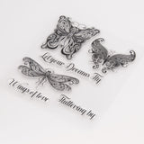 Silicone Stamps, for DIY Scrapbooking, Photo Album Decorative, Cards Making, Stamp Sheets, Butterfly Pattern, 14.5x16.5x0.2cm, 10pcs/set