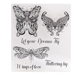 Silicone Stamps, for DIY Scrapbooking, Photo Album Decorative, Cards Making, Stamp Sheets, Butterfly Pattern, 14.5x16.5x0.2cm, 10pcs/set