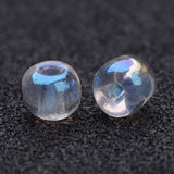 6/0 Glass Seed Beads, Trans.Colours Rainbow, Clear, about 4mm in diameter, hole: 1mm, about 4500pcs/pound