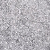 Glass Seed Beads, Transparent, Round, White, 6/0, 4mm, Hole: 1.5mm, about 4500 beads/pound