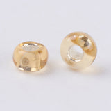 12/0 Glass Seed Beads, Silver Lined Round Hole, Round, Pale Goldenrod, 2mm, Hole: 1mm, about 30000 beads/pound