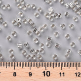 8/0 Glass Seed Beads, Silver Lined Round Hole, Round, White, 3mm, Hole: 1mm, about 10000 beads/pound