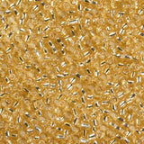 8/0 Glass Seed Beads, Silver Lined Round Hole, Round, Pale Goldenrod, 3mm, Hole: 1mm, about 10000 beads/pound