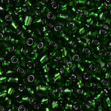 6/0 Glass Seed Beads, Silver Lined Round Hole, Round, Green, 4mm, Hole: 1.5mm, about 6639 pcs/pound