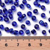 6/0 Glass Seed Beads, Silver Lined Round Hole, Round, Blue, 4mm, Hole: 1.5mm, about 6639 pcs/pound