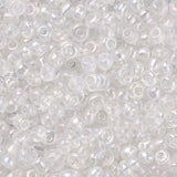 Round Glass Seed Beads, Transparent Colours Rainbow, Round, Clear, 3mm