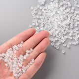 Glass Seed Beads, Frosted Colors, Round, White, 4mm, Hole: 1~1.5mm, about 4500pcs/pound