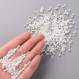 Glass Seed Beads, Opaque Colours Seed, Small Craft Beads for DIY Jewelry Making, Round, White, 2mm, Hole:1mm, about 30000pcs/pound