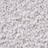 Glass Seed Beads, Opaque Colours Seed, Small Craft Beads for DIY Jewelry Making, Round, White, 3mm, Hole:1mm, about 10000pcs/pound