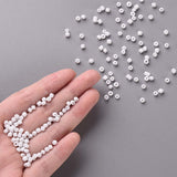 Glass Seed Beads, Opaque Colours Seed, Small Craft Beads for DIY Jewelry Making, Round, White, 3mm, Hole:1mm, about 10000pcs/pound