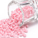 Glass Seed Beads, Baking Paint Seed, Small Craft Beads for DIY Jewelry Making, Round, Pink, 3mm, Hole:1mm, about 10000pcs/pound