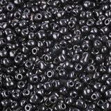 Glass Seed Beads, Opaque Colours Seed, Small Craft Beads for DIY Jewelry Making, Round, Black, 4mm, Hole:1.5mm, about 4500pcs/pound