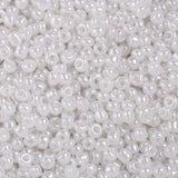 Glass Seed Beads, Ceylon, Round, White, 3mm, Hole: 1mm, about 10000pcs/pound