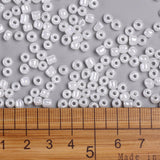 Glass Seed Beads, Ceylon, Round, White, 4mm, Hole: 1.5mm, about 4500pcs/pound