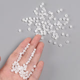 Glass Seed Beads, Ceylon, Round, White, 4mm, Hole: 1.5mm, about 4500pcs/pound