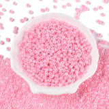 Glass Seed Beads, Ceylon, Round, Pink, 4mm, Hole: 1.5mm, about 4500pcs/pound