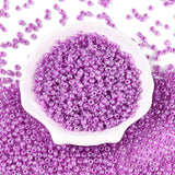 Glass Seed Beads, Ceylon, Round, Medium Orchid, 4mm, Hole: 1.5mm, about 4500pcs/pound