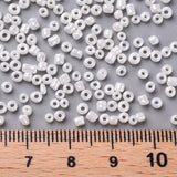 Glass Seed Beads, Opaque Colors Lustered, Round, White, 2mm, Hole: 1mm, about 30000pcs/pound