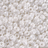 Glass Seed Beads, Opaque Colors Lustered, Round, White, 3mm, Hole: 1mm, about 10000pcs/pound