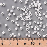 Glass Seed Beads, Opaque Colors Lustered, Round, White, 3mm, Hole: 1mm, about 10000pcs/pound