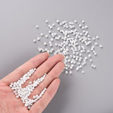 Glass Seed Beads, Opaque Colors Lustered, Round, White, 3mm, Hole: 1mm, about 10000pcs/pound