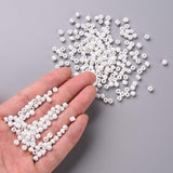 Glass Seed Beads, Opaque Colors Lustered, Round, White, 4mm, Hole: 1.5mm, about 4500pcs/pound