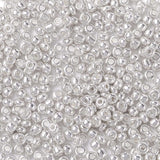 8/0 Glass Seed Beads, Metallic Colours Style, Round, Silver, 8/0, 3mm, Hole: 1mm, about 10000pcs/pound