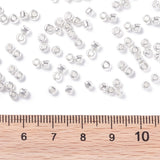 8/0 Glass Seed Beads, Metallic Colours Style, Round, Silver, 8/0, 3mm, Hole: 1mm, about 10000pcs/pound