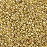 8/0 Glass Seed Beads, Metallic Colours Style, Round, Gold, 8/0, 3mm, Hole: 1mm, about 10000pcs/pound