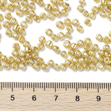 8/0 Glass Seed Beads, Metallic Colours Style, Round, Gold, 8/0, 3mm, Hole: 1mm, about 10000pcs/pound