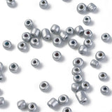 Baking Paint Glass Seed Beads, Silver, 8/0, 3mm, Hole: 1mm, about 10000pcs/bag