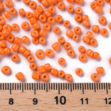 Baking Paint Glass Seed Beads, Orange Red, 6/0, 4~5x3~4mm, Hole: 1~2mm, about 4500pcs/bag