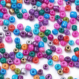 6/0 Baking Paint Glass Seed Beads, Mixed Color, 4~5x3~4mm, Hole: 1~2mm, about 4500pcs/bag