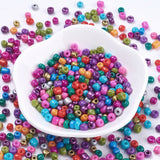 6/0 Baking Paint Glass Seed Beads, Mixed Color, 4~5x3~4mm, Hole: 1~2mm, about 4500pcs/bag