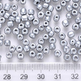 12/0 Baking Paint Glass Round Seed Beads, Silver, 1.5~2x1.5mm, Hole: 0.5~1mm, about 30000pcs/pound