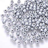 12/0 Baking Paint Glass Round Seed Beads, Silver, 1.5~2x1.5mm, Hole: 0.5~1mm, about 30000pcs/pound