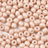 6/0 Glass Seed Beads, Baking Paint, Round Hole, Round, Blanched Almond, 4~5x3~5mm, Hole: 1.2~1.5mm, about 4500pcs/Pound