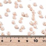 6/0 Glass Seed Beads, Baking Paint, Round Hole, Round, Blanched Almond, 4~5x3~5mm, Hole: 1.2~1.5mm, about 4500pcs/Pound